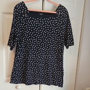 Chaps Navy With White Polka Dots Tee